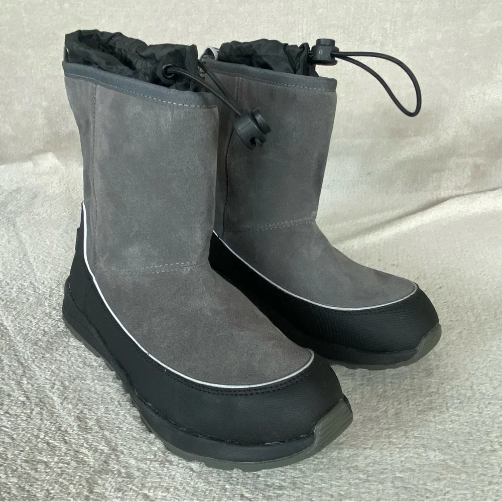 UGG Kirby Waterproof Boots Youth Kids Size 4‎ Gray Black Pull On Snow Winter